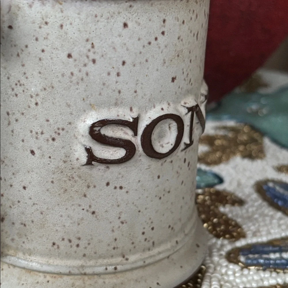 Onion River Pottery Speckled Ceramic Coffee Mug SONY Embossed Rustic Stoneware